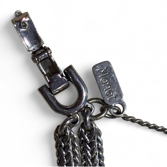 Vintage Monet Silver Tassle Jewelry Bracelet and Earring Set - Picture 4 of 7